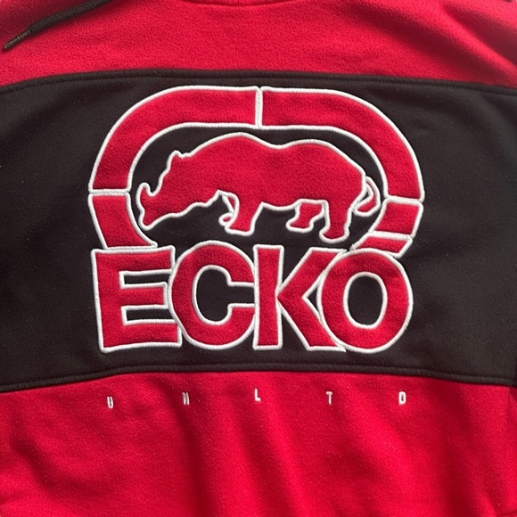 Ecko Unltd CutNSew Rhino Embroidered Hooded Pullover Red/Black Men’s Medium - Picture 4 of 8